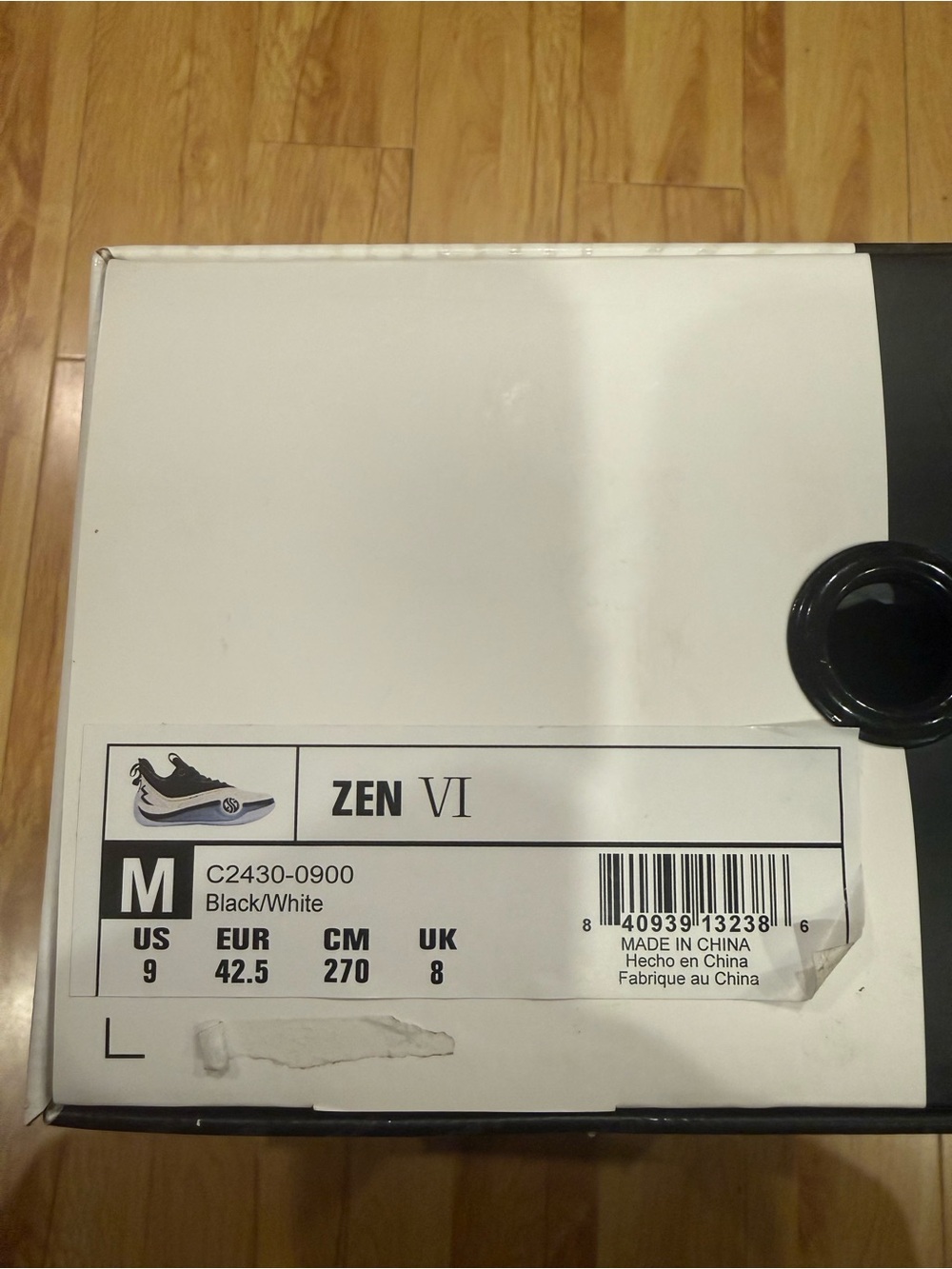 361 Degrees Men’s Zen VI Black/White/Blue Basketball Sneakers - Picture 12 of 12
